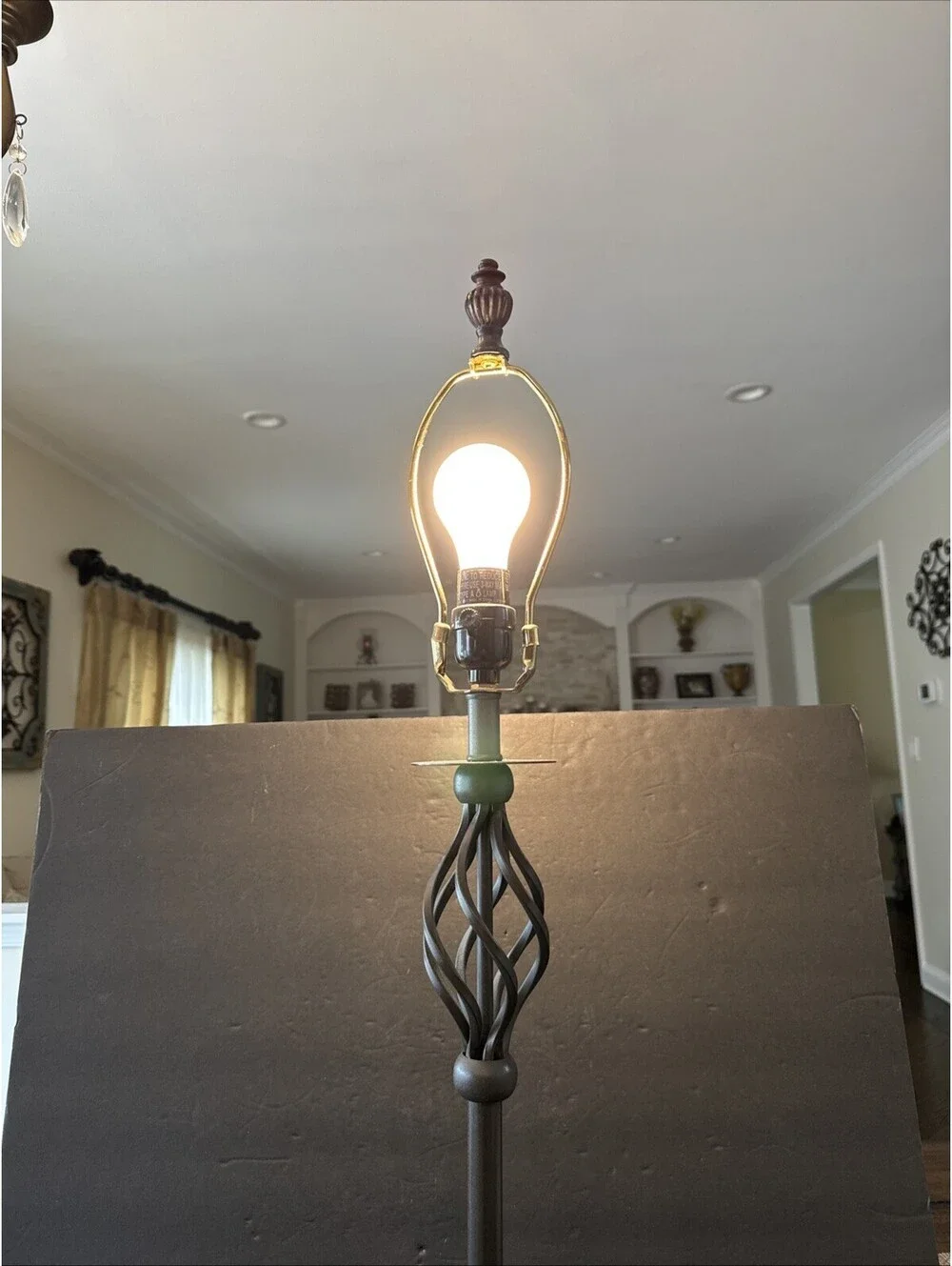 Hampton Bay Wrought Iron Table Lamp 30” H To Finial By 7” Base